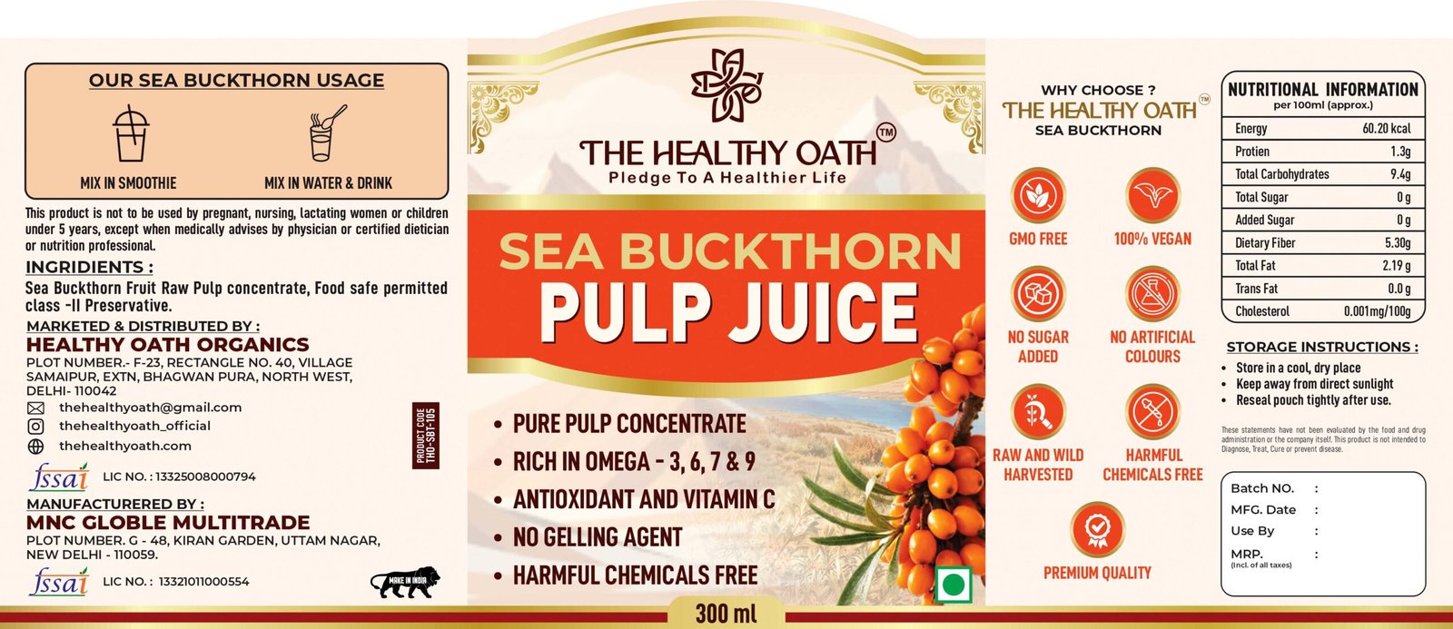 THE HEALTHY OATH® Sea Buckthorn Pulp Juice - Image 2